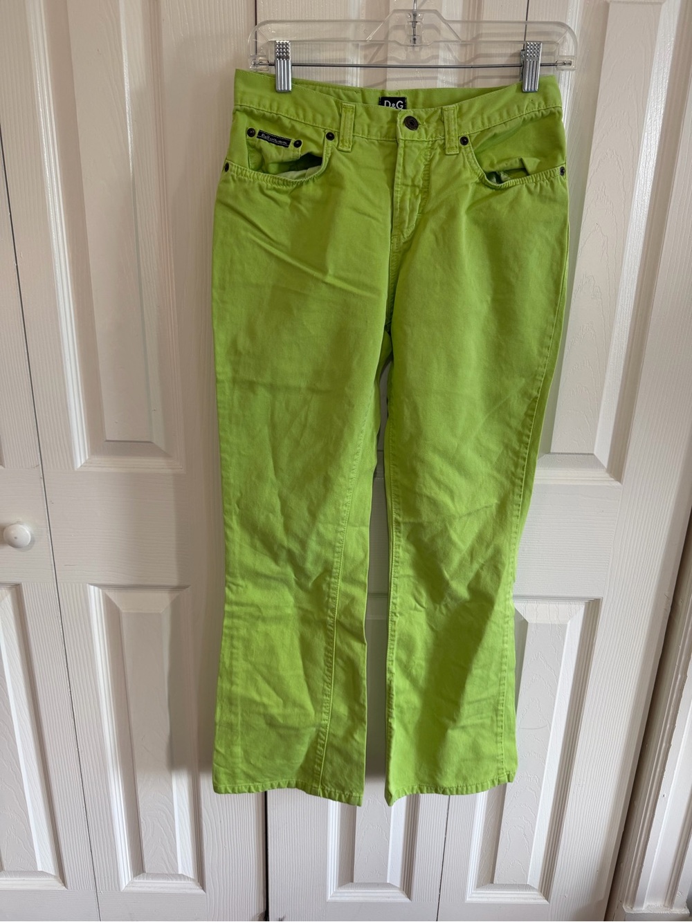 Dolce & Gabbana D&G Vintage 90s Y2K Lime Green Trousers Size 28
